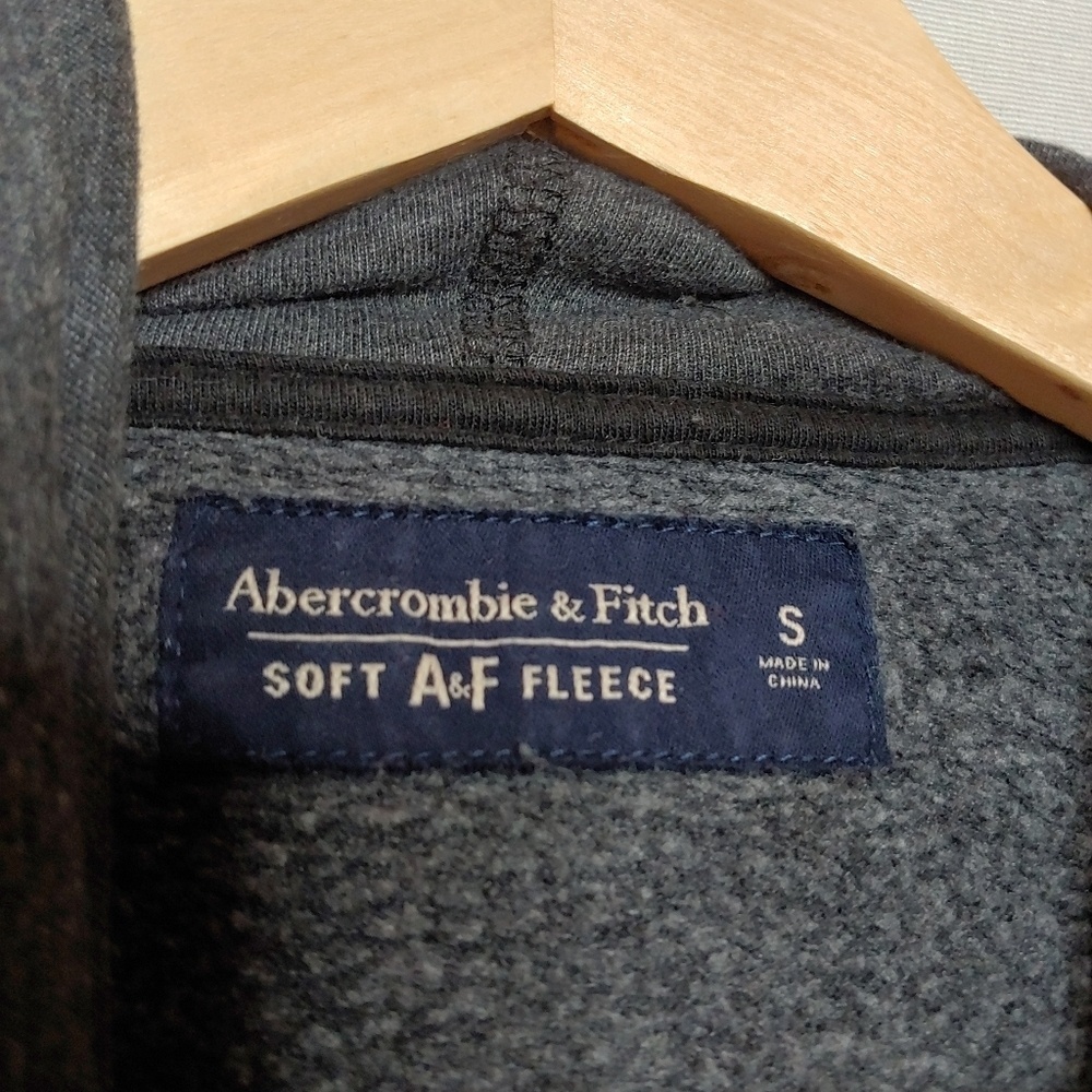 Abercrombie & Fitch Soft A&F Fleece Dark Gray Hooded Sweatshirt Pullover Small S - Picture 5 of 5